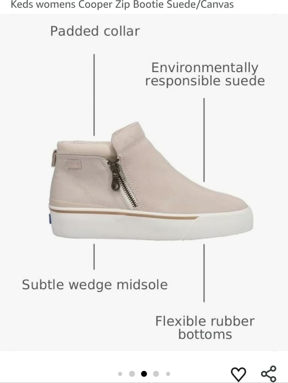 Keds Women's Cooper Latte Suede/Canvas Zip Booties 7.5 - Picture 4 of 13